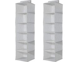 Stoffen kleding opbergers - 2 stuks hangkast organizers - Grijs - Opvouwbaar - 30 x 30 x 126 cm - Voor kledingkast Kledingkast