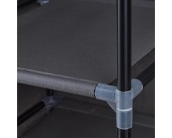 Stoffen kledingkast 2 stangen 3 lades & 4 vakken vouwkast met deuren 173 x 112 x 44 cm antraciet - Opbergsysteem voor kleding Kledingkast