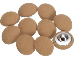 Stoffen Knoppen - Kleding Versiering - Kleding Maken - Metalen Schacht - 10 Stuks 15mm - Lichtbruin