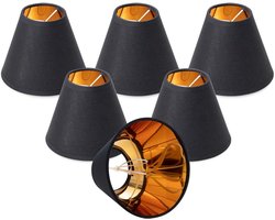 Stoffen lampenkap - 6 stuks - 80*150*125mm - eenvoudige lampenkap - verlichtingsaccessoires - lampen - duurzaam en mooi - creëert een zachte en comfortabele lichtomgeving - geschikt voor verschillende huisscènes - zwart oppervlak en gouden onderkant