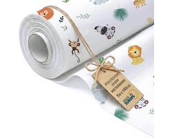 Stoffen om te Naaien per Meter 5M x 140 cm Polyester Stof met Motieven – Decoratiestof Kinderkamer Gordijnen Kussens Tafelkleed Tassen Kreukarm Oeko-Tex Safari