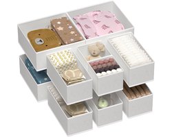 Stoffen Opbergdoos - 12 Stuks Stoffen Opbergboxen - Lichtgrijs & Ademend - Voor Kleding, Speelgoed & Beddengoed - Bespaar Ruimte in Kasten & Slaapkamers - Eenvoudig te Organiseren