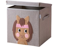 Stoffen opbergdoos voor kinderen "paard" met deksel, compatibel met Ikea Kallax Lifeney