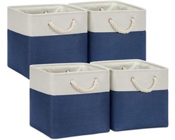 Stoffen opbergkubussen - Opbergmanden bakken - Ruimte organiseren - Met stevige handgrepen - 4 stuks 30 cm - Blauw