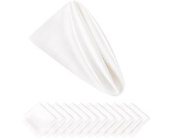 Stoffen servetten, 12 stuks, 30 x 30 cm, satijnen servetten, zachte tafelservetten voor bruiloft, feest, eettafel, decoratie (wit)