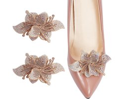 Stoffen stereoscopische bloem steentjes schoenclip 2 stuks - metalen gesp, afneembare gespen - decoratieve accessoires voor hoge hakken - bruiloft, feest, dagelijks gebruik.