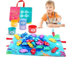 Stoffen Visspel - Montessori Educatief Speelgoed - Baby's Leren Spelen - Klittenbandsluiting - 22 Delen - Kleurrijk