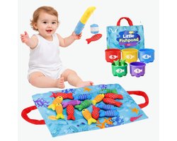 Stoffen visspel voor baby’s - Baby Speelgoed 1 jaar - Montessori speelgoed 6 maanden tot 2 jaar - Baby cadeaus 6 maanden - Spelletjes - Sinterklaas Cadeautjes