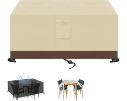 Stofhoes - Rechthoekige beschermhoes - Hoes voor tuinmeubelen - Beschermhoes voor meubels - Waterdicht, ademend, stofwerend, UV-beschermend - Geschikt voor tuinmeubelen zoals tafels en stoelen - 213*132*74 cm - 420D Beige + Koffie