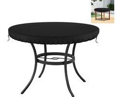 Stofhoes voor tuintafel en -Stoel - ronde tuintafelhoes - Terrastafelhoes - Tuintafelhoes voor buiten - Water- en Stofbestendig - Draagbaar en gemakkelijk op te bergen - Geschikt voor terrassen, balkons en tuinruimtes - Zwart