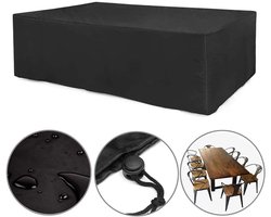 Stofhoes voor tuintafel en -stoel, waterdichte hoes voor buiten, hoes voor terrasmeubilair, 210*120*80cm meubelhoes, geschikt voor tafels, stoelen, banken, stof- en regenhoes (zwart)