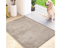 Stofvanger deurmat, machinewasbare antislip vloermat, entreemat met zachte absorberende microvezels voor honden, entree, deur en gang, beige, 60 x 90 cm