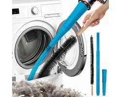 Stofzuigerslang Universeel - Wasmachine Reinigingsborstel - Flexibele Vent Borstel - Droger Pluis Verwijder - met 80 cm Flexibele Slang - Universele Stofzuiger Opzetstuk - Langwerpige Reinigingsborstel - Wit Blauw