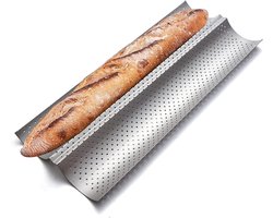 Stokbrood bakvorm - Baguettebakplaat - Bakvorm - roodbakvorm - Bakgerei - Koolstofstaal - Zilver