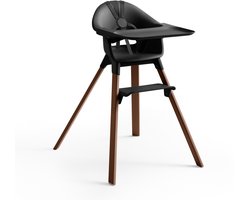 Stokke Clikk Kinderstoel, Black/Warm Brown - Alles-in-één kinderstoel met dienblad + harnas - Licht, duurzaam, fijn voor onderweg - Geschikt voor 6-36 maanden of maximaal 15 kg