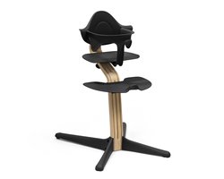 Stokke Nomi stoel (eiken zwart) met babyset (zwart) - Stimuleert actief zitten en biedt ondersteuning als je baby leert zitten - Kan tot 150 kg dragen