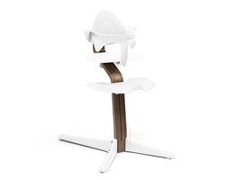 Stokke Nomi stoel (walnoot/wit) met babyset (wit) - Stimuleert actief zitten en biedt ondersteuning als je baby leert zitten - Kan tot 150 kg dragen
