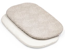 Stokke Snoozi hoeslakens - 1 Dandelion-beige en 1 Vanilla Cream- Past bij de ovale Snoozi-matras - Zacht, biologisch katoen - Kan in de wasmachine