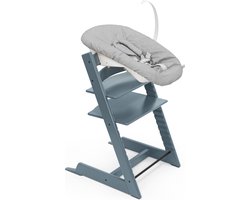 Stokke Tripp Trapp stoel (Fjord Blue) met newborn set - Comfortabel, veilig en eenvoudig te gebruiken - Voor pasgeborenen tot 9 kg