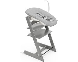 Stokke Tripp Trapp stoel (Storm Grey) met newborn set - Comfortabel, veilig en eenvoudig te gebruiken - Voor pasgeborenen tot 9 kg