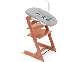 Stokke Tripp Trapp stoel (Terracotta) met newborn set - Comfortabel, veilig en eenvoudig te gebruiken - Voor pasgeborenen tot 9 kg