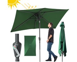 Stokparasol - 140x210 cm - Parasol - Tuin - UPF 50+ - 30° Kantelbaar - Waterdicht - Balkonparasol - Zweefparasol - Groen