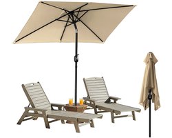 Stokparasol - 140x210 cm - Parasol - Tuin - UPF 50+ - 30° Kantelbaar - Waterdicht - Balkonparasol - Zweefparasol - Taupe