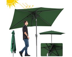 Stokparasol - 200x300 cm - Parasol - Tuin - UPF 50+ - 30° Kantelbaar - Waterdicht - Balkonparasol - Zweefparasol - Groen