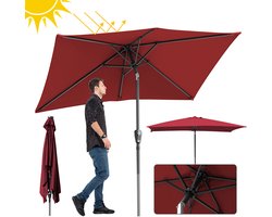 Stokparasol - 200x300 cm - Parasol - Tuin - UPF 50+ - 30° Kantelbaar - Waterdicht - Balkonparasol - Zweefparasol - Rood