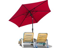 Stokparasol - 270CM - Parasol - Tuin - UV50+ - 30° Kantelbaar - Waterdicht - Balkonparasol - Zweefparasol - Rood