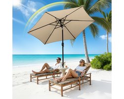 Stokparasol - 270CM - Parasol - Tuin - UV50+ - 30° Kantelbaar - Waterdicht - Balkonparasol - Zweefparasol - Taupe