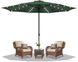 Stokparasol - 350CM - Parasol - Tuin - met LED - UV50+ - Waterdicht - Balkonparasol - Zweefparasol - Groen