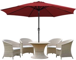 Stokparasol - 350CM - Parasol - Tuin - UV50+ - Waterdicht - Balkonparasol - Zweefparasol - Rood