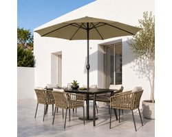 Stokparasols - Strandparasols - Balkonparasols - Parasol - 350cm - Waterdicht - UV-bescherming - Beige - Weerbestendig & in hoogte verstelbaar Balkonparasol Tuinparasol Patioparasol Zonwering UV-bescherming Opvouwbare marktparasol