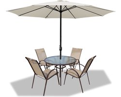 Stokparasols - Strandparasols - Balkonparasols - Parasol - 350cm - Waterdicht - UV-bescherming - Beige - Weerbestendig & in hoogte verstelbaar Balkonparasol Tuinparasol Patioparasol Zonwering UV-bescherming Opvouwbare marktparasol