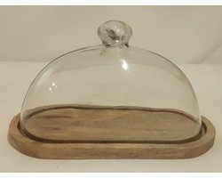 Stolp met houten voet ovaal 31x17x20cm