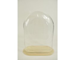 Stolp ovaal XL helder glas 30x16x40cm blank houten plateau