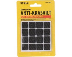 Stolz - Anti-krasvilt zelfklevend - Krasviltjes - Vierkant - Vloer- en meubelbeschermers - 32 stuks - 1,7 x 1,7 cm