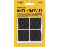 Stolz - Anti-krasvilt zelfklevend - Krasviltjes - Vierkant - Vloer- en meubelbeschermers - 8 stuks - 4 x 4 cm