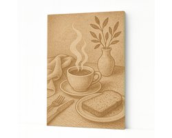 Stomende koffie - Wanddecoratie - Canvas schilderij - 60x90 cm