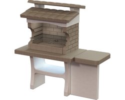 StoneLux Grande Outdoor BBQ Grill met Bijzettafel en Verstelbaar Grillrooster – Hout- en Houtskoolbarbecue voor Tuin en Terras, 159 x 72 x 161,5 cm, Hitte- en Weerbestendig Design