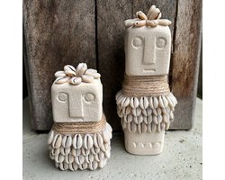 Stoneman Bali - Set van 2 stuks - Handgemaakt - Beeldje van Steen - Bohemian Decoratie
