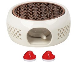 Stoof, Stoof voor keramische theepot, theelichtoven, theepotverwarmer met theelichthouder en kachelmat. Porseleinen - ShopVlot