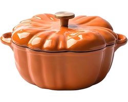 Stoofpan Pompoen - Emaille pan - Koken en stoven - Antiaanbaklaag - 8 x 21 x 8 cm - Oranje