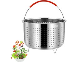 Stoompan - 304 roestvrij staal - buitendiameter 17,6 cm - kleine stoompan - roestvrijstalen stoominzet met siliconen handgreep - voor het stomen van fruit - eieren - groenten - potten - kookpannen - 3