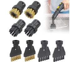 Stoomreiniger reserveonderdelen sets - ronde borstelset accessoires geschikt - geschikt voor Karcher SC1 SC2 SC3 SC4 SC5 - 2 kleine koperen borstels + 2 kleine zwarte borstels + 2 platte nylon borstels + 2 platte koperen borstels