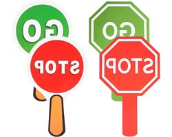 Stop en Ga Bord met Handvat - Dubbelzijdig Stoplicht voor Kinderen - Leer Verkeersveiligheid in de Klas met 4 Stuks