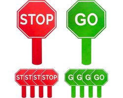 Stop En Ga Bord - Verkeersbord Handheld - Veiligheid Verkeer - Dubbelzijdig Waterdicht - 25x15 Cm - Zeshoekig