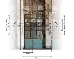 STOPPENKAST FOTOBEHANG | Industrieel - Crème Beige Bruin Blauw - Livingwalls The Wall II