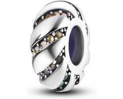 Stoppers Beads Bedels voor armbanden en kettingen 925 Sterling Zilveren Rondelle Spacer Bedel met Transparante Rubberen Binnenkant voor Grote Europese Slangenketting Sieraden voor Vrouwen